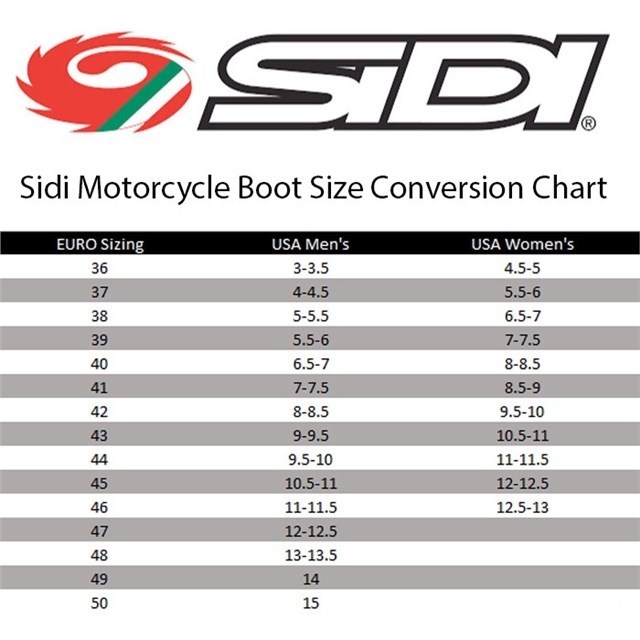 Sidi Motorcycle Boot Size Chart Reviewmotors.co