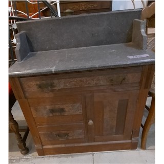 marble top and back splash commode