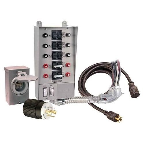 30 Amp, 8-circuit, Indoor w/25‘ Cord And Box Transfer Kit