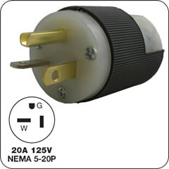 3-prong plug (male) C