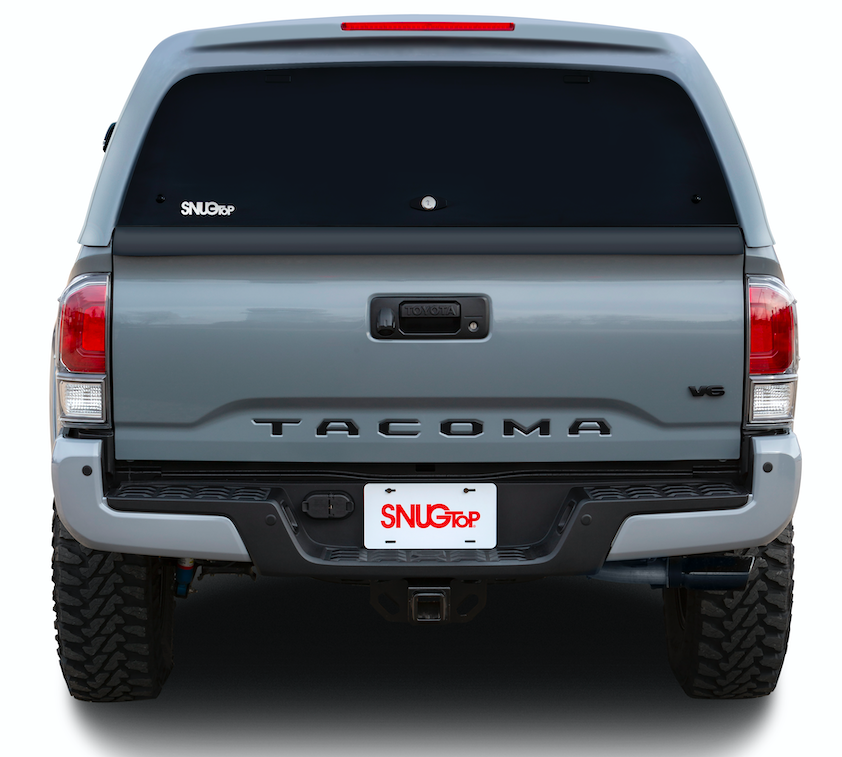 Snugtop GB sport camper shell on toyota tacoma rear view