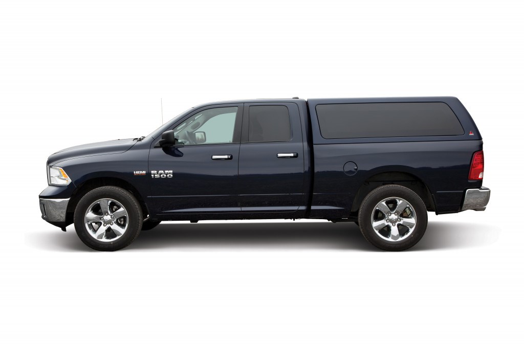Leer 100XQ Camper Shell on ram 1500 side view