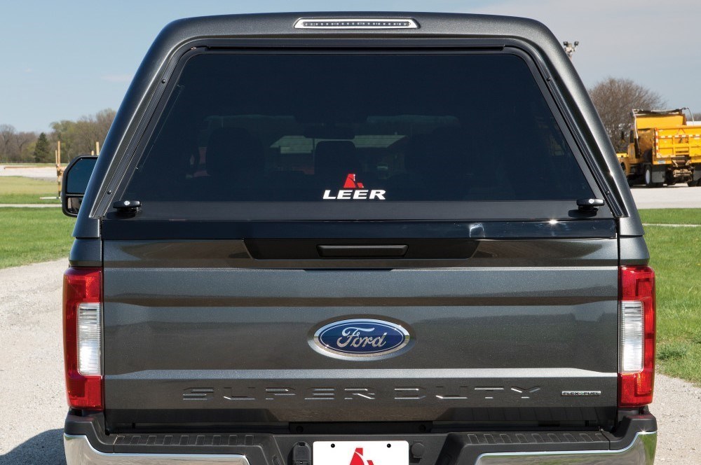 Leer 180 camper shell on ford superduty rear view