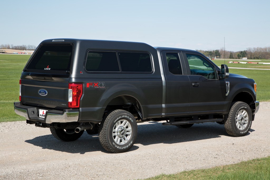 Leer 180 camper shell on ford superduty side view