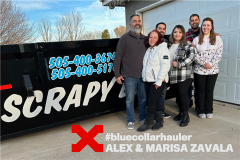 <span>BLUE COLLAR HAULER</span> ALEX AND MARISA ZAVALA WITH SCRAPY BINS