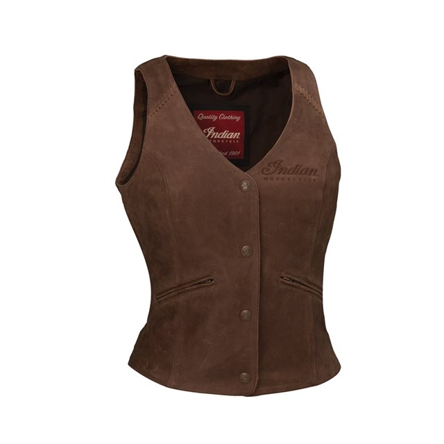 WOMENS INDIAN MOTORCYCLE VEST-BROWN LEATHER BY INDIAN : Sloans