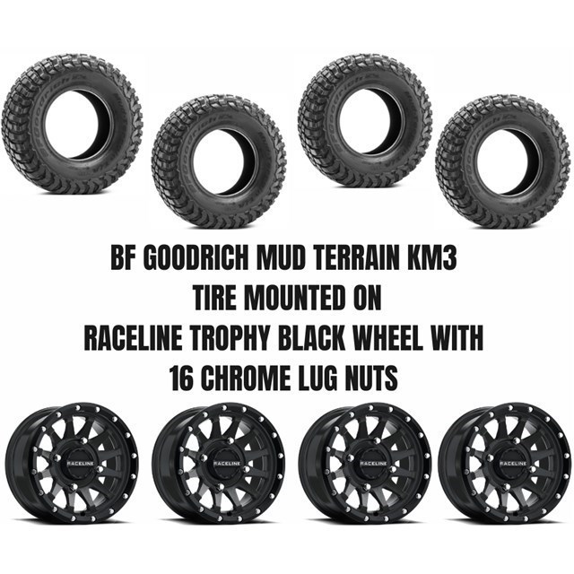 9 Items Bundle System 3 ST-3 Bronze 14 Wheels 32 BFG KM3 Tires 4x137 Bolt Pattern 12mmx1.5 Lug Kit 